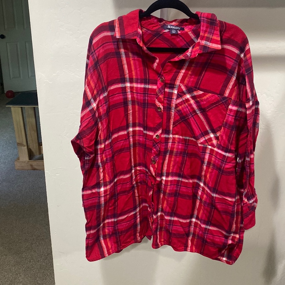 Roaman’s plaid flannel button down